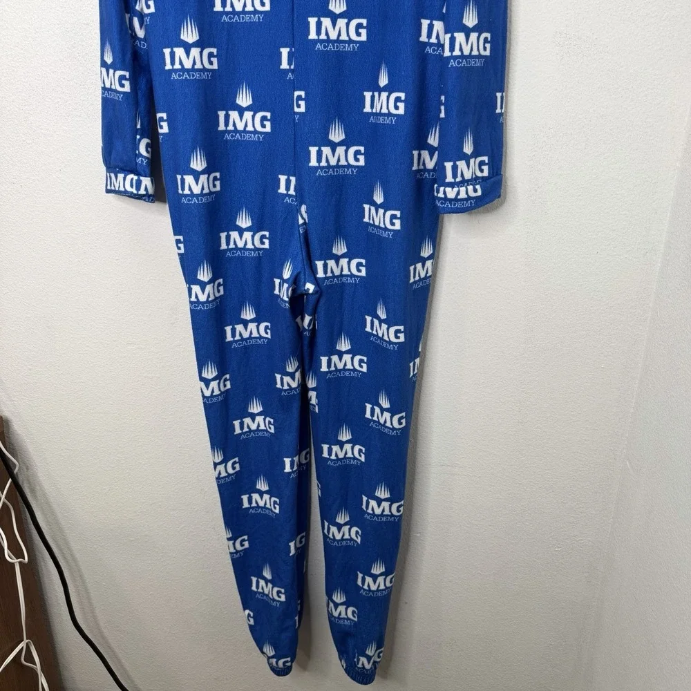IMG Academy One Piece Pajamas Men's Full Zip Hooded Sherpa Sz Small Cozy Lounge